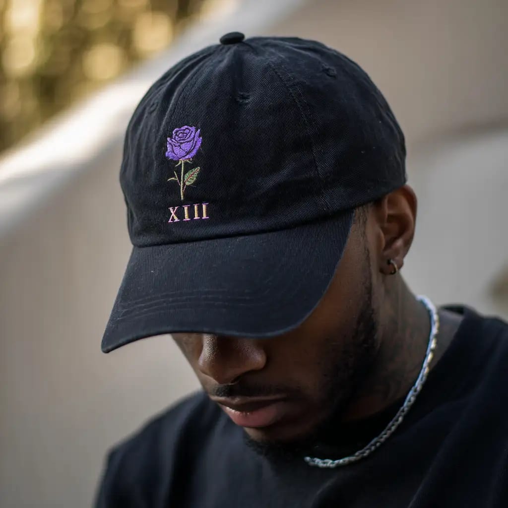Custom embroidered black cap