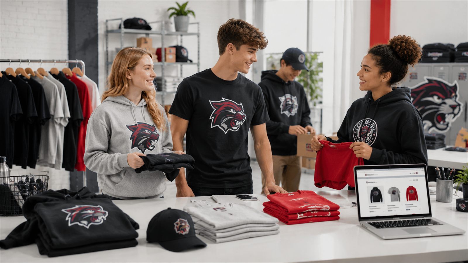 Students wearing custom school spirit wear
